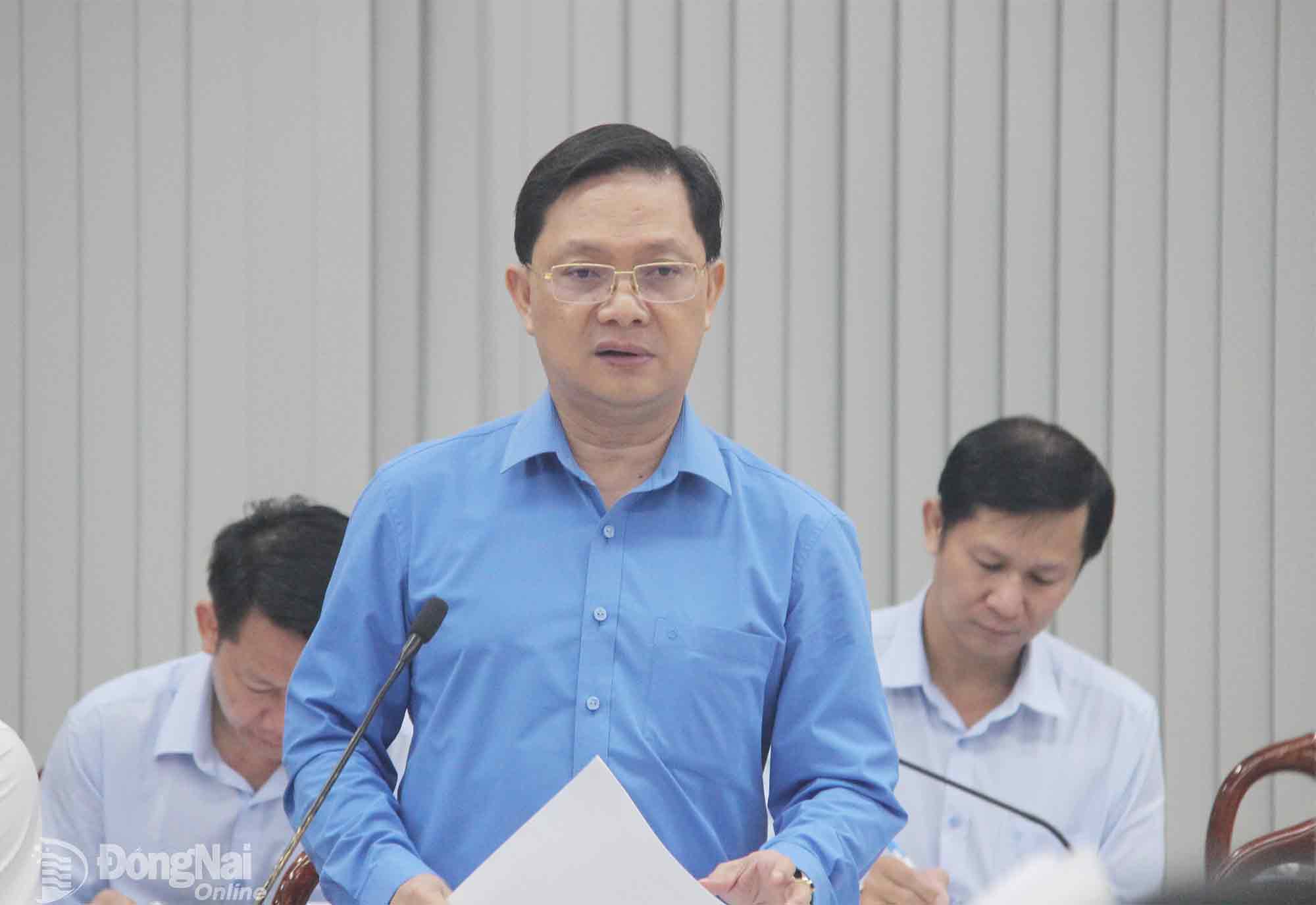 Đồng chí Hà Anh Dũng, Phó Chủ tịch Thường trực Ủy ban MTTQ Việt Nam thành phố phát biểu tại buổi làm việc. Ảnh: Trần Danh
