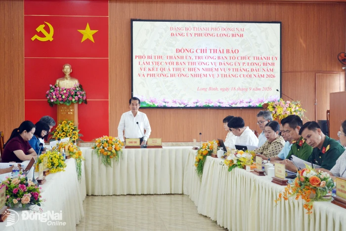 Phó Bí thư Thành ủy Thái Bảo làm việc với Ban Thường vụ Đảng ủy phường Long Bình
