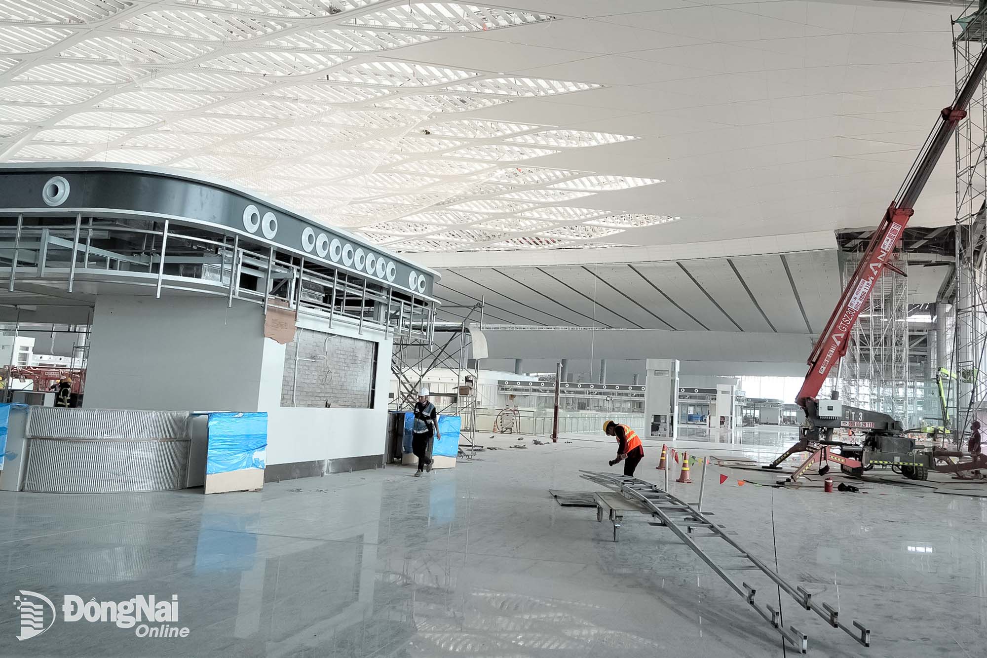 Construction and finishing work is underway at the Long Thanh Airport passenger terminal. Photo: Pham Tung

