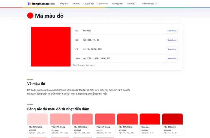Thiết kế website dễ hơn với công cụ màu Bangmamau.com