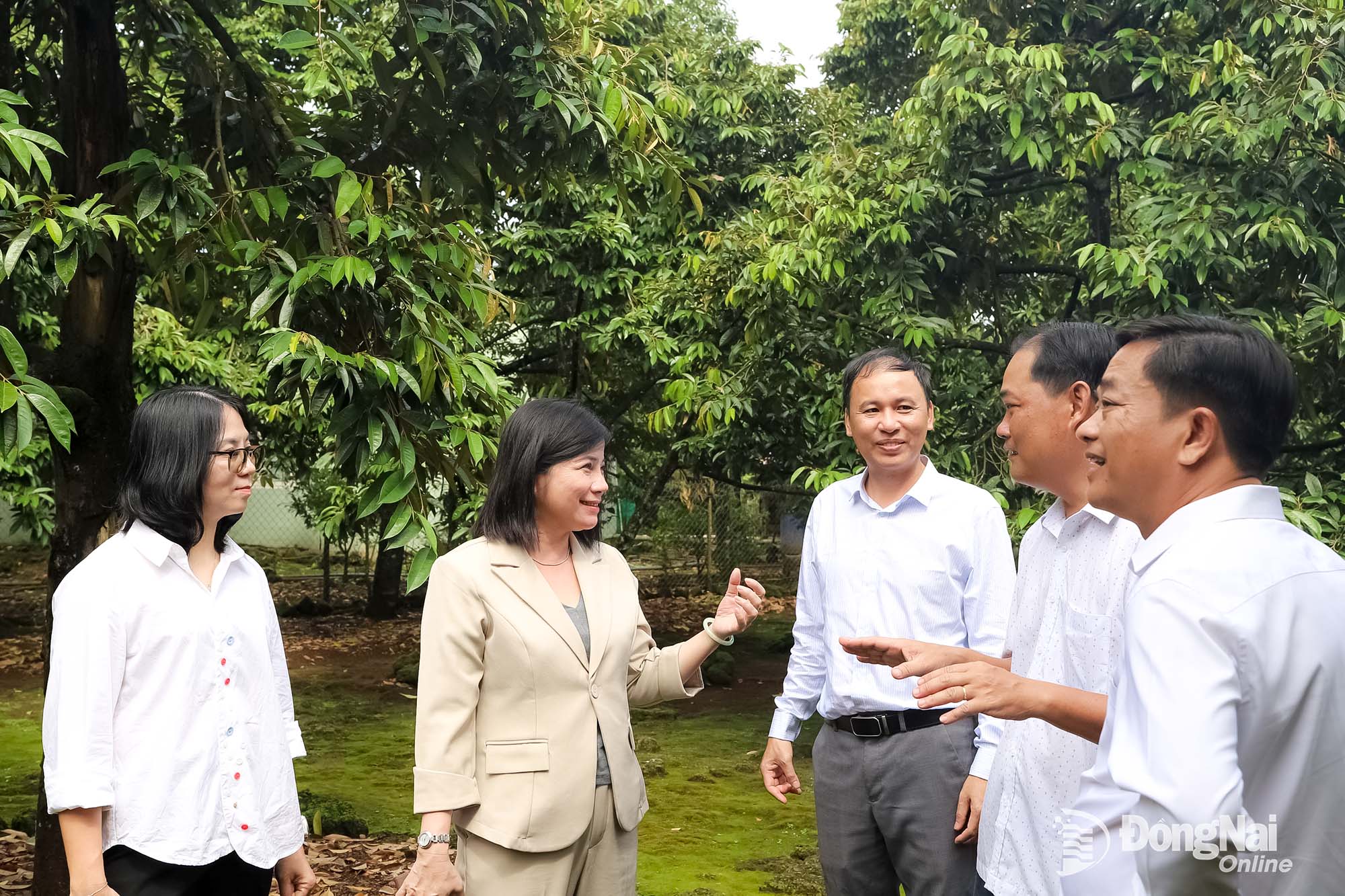 Đoàn công tác Văn phòng Điều phối Trung ương Chương trình Mục tiêu quốc gia (Bộ Nông nghiệp và Môi trường) tham quan mô hình trồng sầu riêng đạt chuẩn an toàn cho hiệu quả kinh tế cao tại xã Tà Lài.

