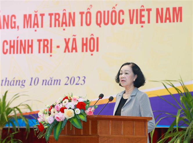 Đồng chí Trương Thị Mai phát biểu chỉ đạo hội nghị. Ảnh TTXVN

