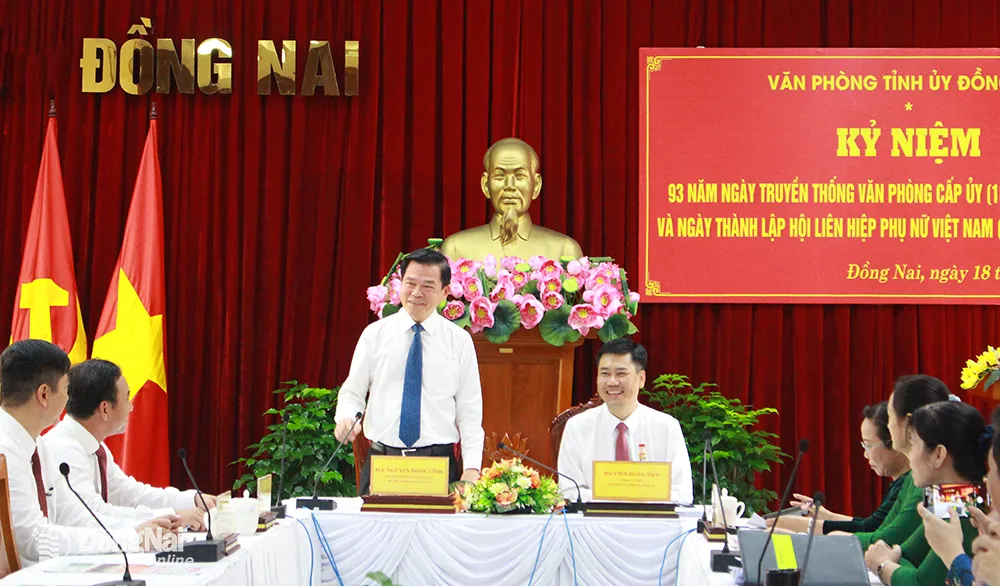 Ủy viên Trung ương Đảng, Bí thư Tỉnh ủy Nguyễn Hồng Lĩnh phát biểu tại buổi lễ
