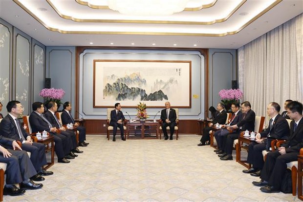 The meeting between President Vo Van Thuong and Cai Qi, member of the Standing Committee of the Political Bureau of the CPC Central Committee, member the Committee’s Secretariat and Chief of the Committee’s Office, in Beijing on October 19.
