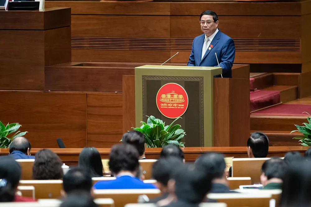 Thủ tướng Phạm Minh Chính phát biểu tại phiên họp. Ảnh: QUOCHOI.VN