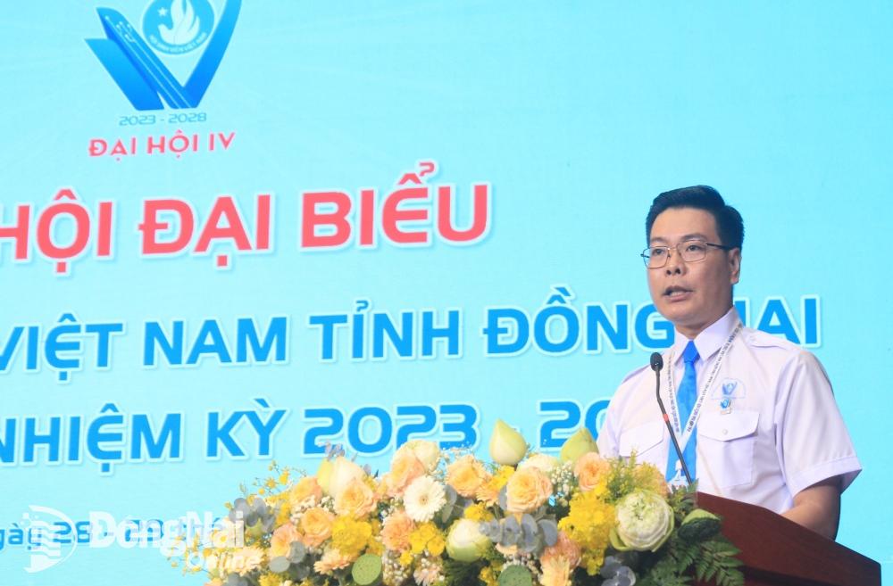 Phó bí thư thường trực Tỉnh đoàn, Chủ tịch Hội Sinh viên tỉnh Võ Văn Trung phát biểu tại phiên làm việc đầu tiên