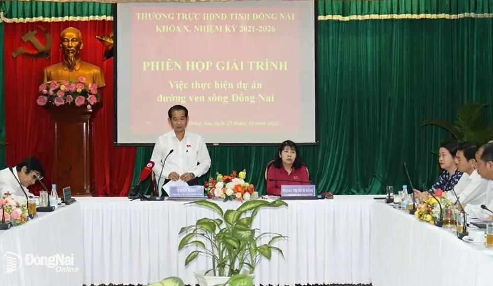 Ủy viên Ban TVTU, Chủ tịch HĐND tỉnh Thái Bảo phát biểu tại phiên họp