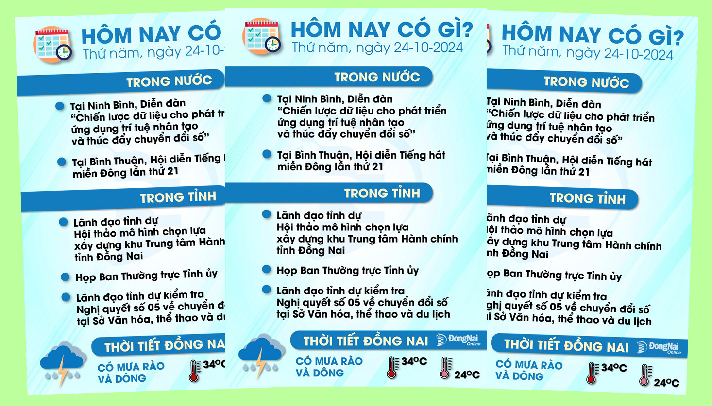 Hôm nay có gì? Ngày 24-10-2024