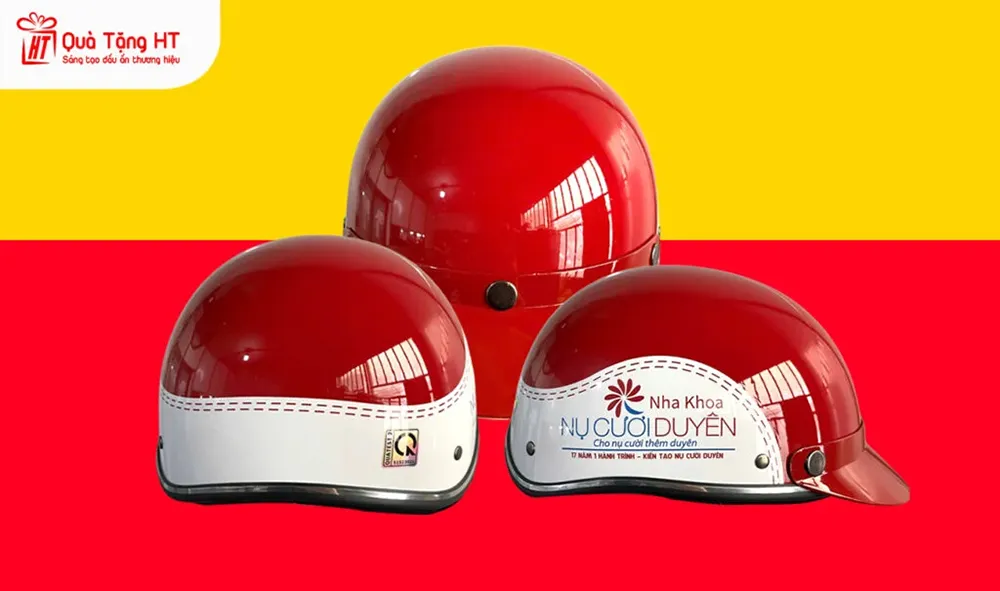 Sản xuất mũ bảo hiểm in logo phòng khám nha khoa theo yêu cầu