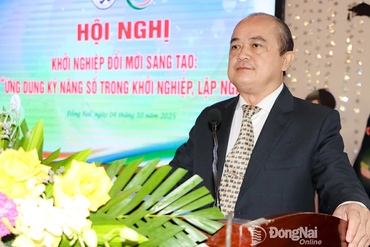 Phó giám đốc Sở Khoa học và công nghệ Đồng Nai Võ Hoàng Khai phát biểu tại chương trình. Ảnh: Vương Thế
