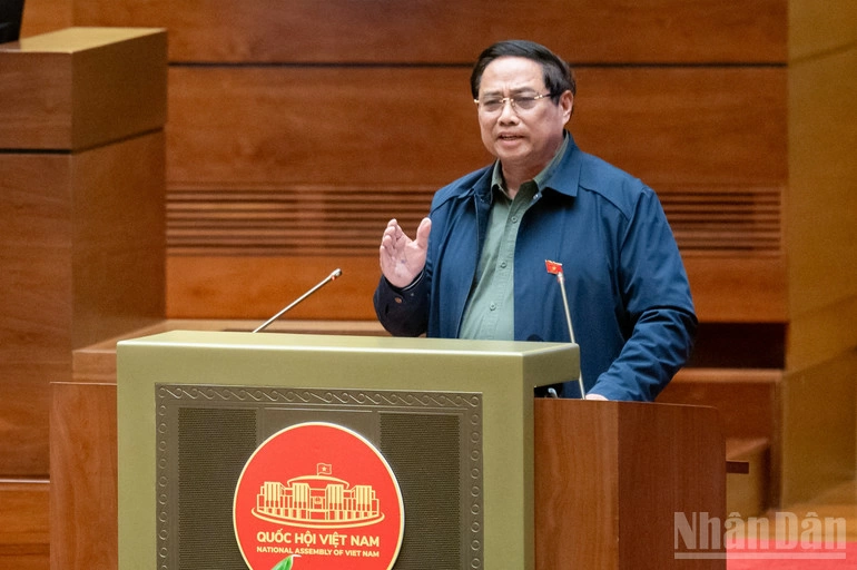 Thủ tướng Chính phủ Phạm Minh Chính phát biểu tại phiên thảo luận. (Ảnh: THỦY NGUYÊN)