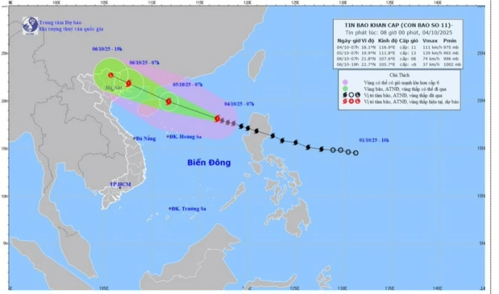 Bão số 11 (Matmo), giật cấp 14, ở bắc Biển Đông
