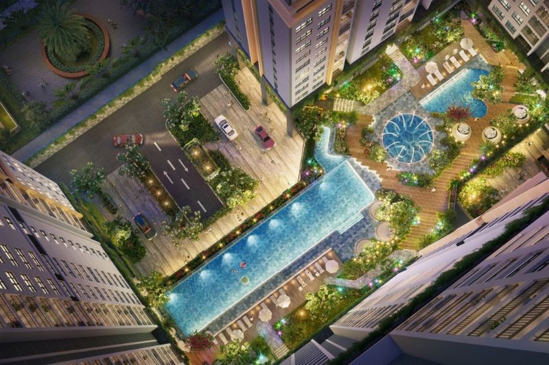 Không gian xanh giữa lòng phố hiện đại.