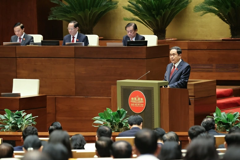 Chủ tịch Quốc hội Trần Thanh Mẫn phát biểu khai mạc kỳ họp - Ảnh: VGP/Nhật Bắc