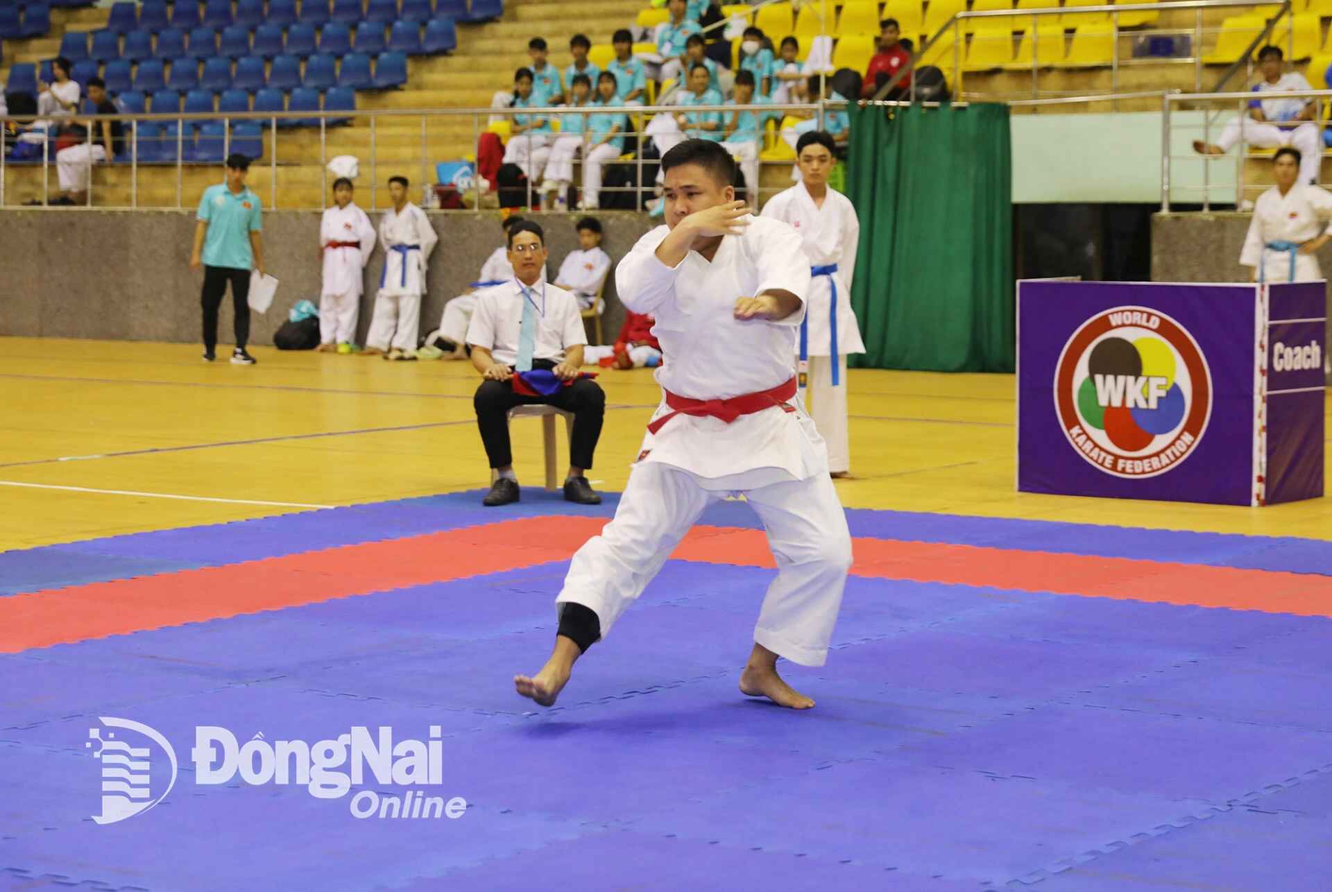 An athlete competes in the men’s individual Kata event. Photo: Huy Anh