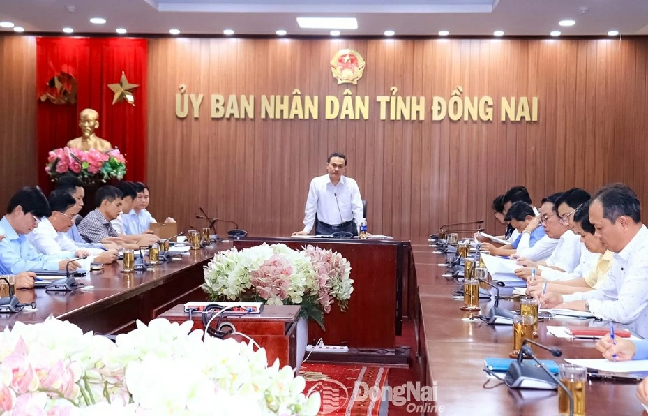 Member of the Provincial Party Standing Committee, Vice Chairman of the Dong Nai Provincial Peoples Committee Le Truong Son said that it is necessary to speed up the investment in building the Ho Chi Minh City University of Medicine and Pharmacy in Phuoc Thai commune, Dong Nai. Photo: Bich Nhan