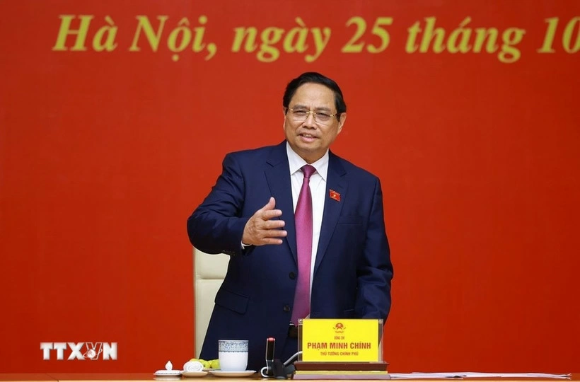 Prime Minister Pham Minh Chinh addresses the meeting. (Photo: VNA)