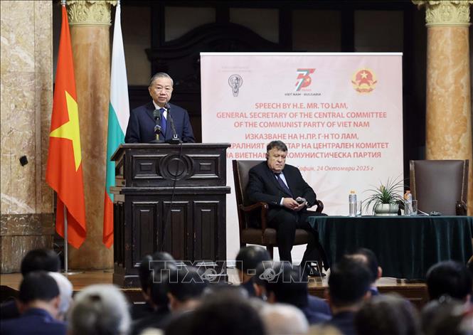 Tổng Bí thư Tô Lâm phát biểu chính sách tại Đại học Sofia - Ảnh: TTXVN

