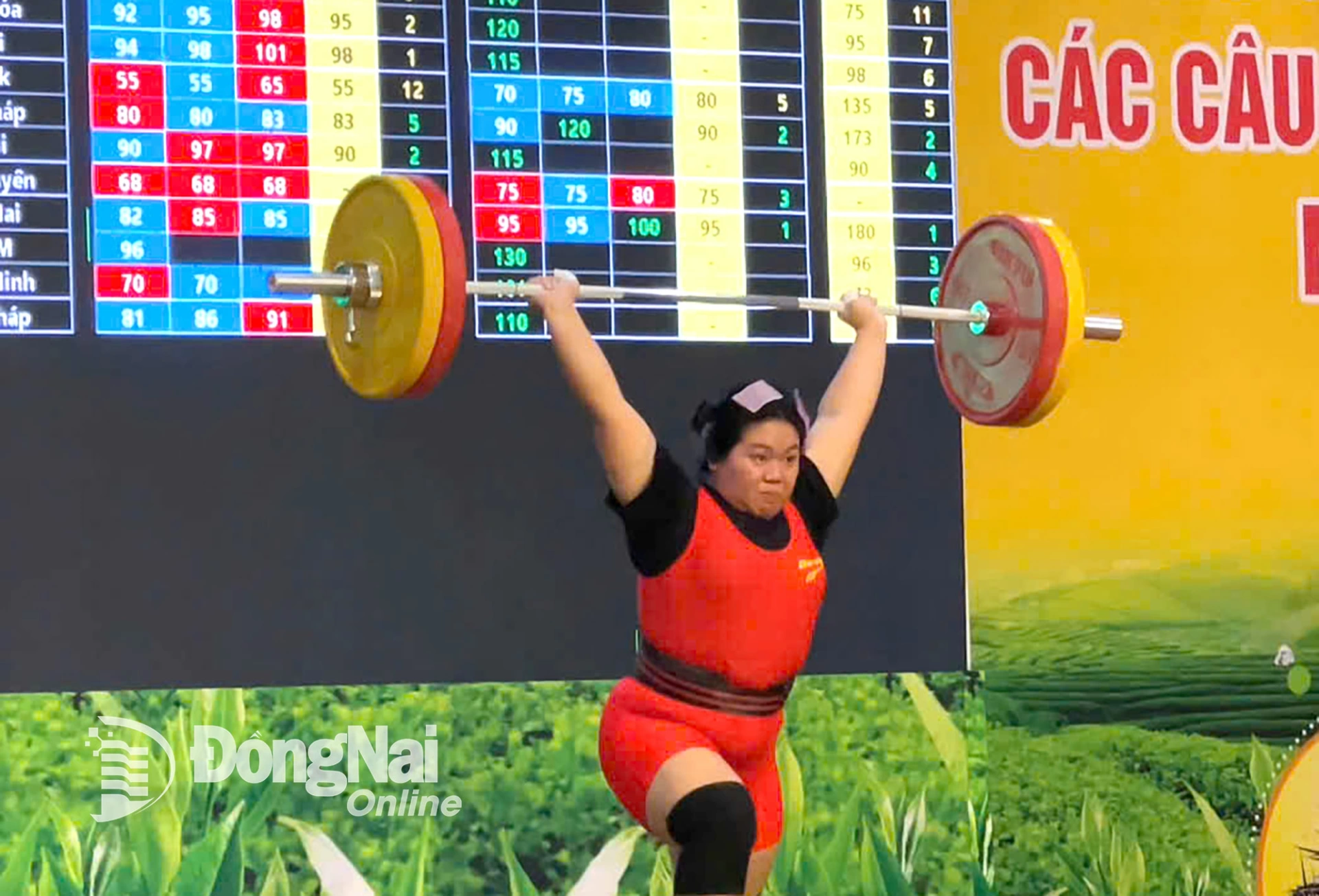 Vận động viên Bùi Thị Huyền Trang (Đồng Nai) thi đấu ở hạng cân trên 86kg nữ. Ảnh: ĐVCC