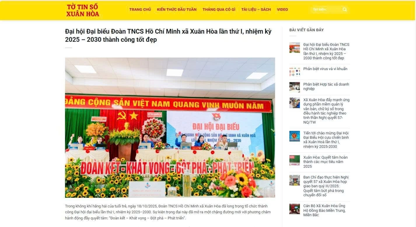 Trang “Tờ tin số Xuân Hòa”. Ảnh chụp từ màn hình.