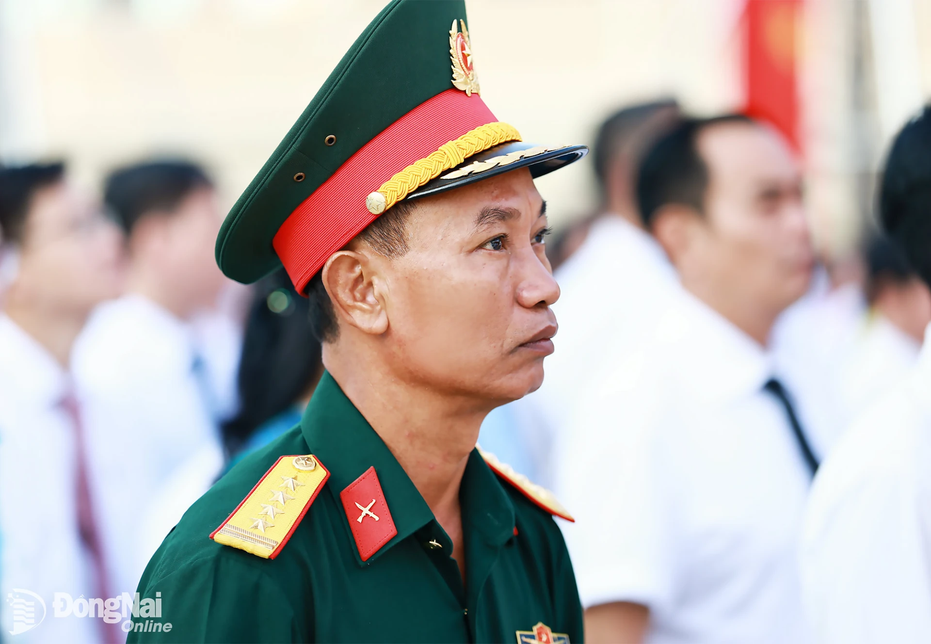 An officer from the Dong Nai City Military Command listens to guidance from the CPC’s Standing Board. Photo: Cong Nghia

