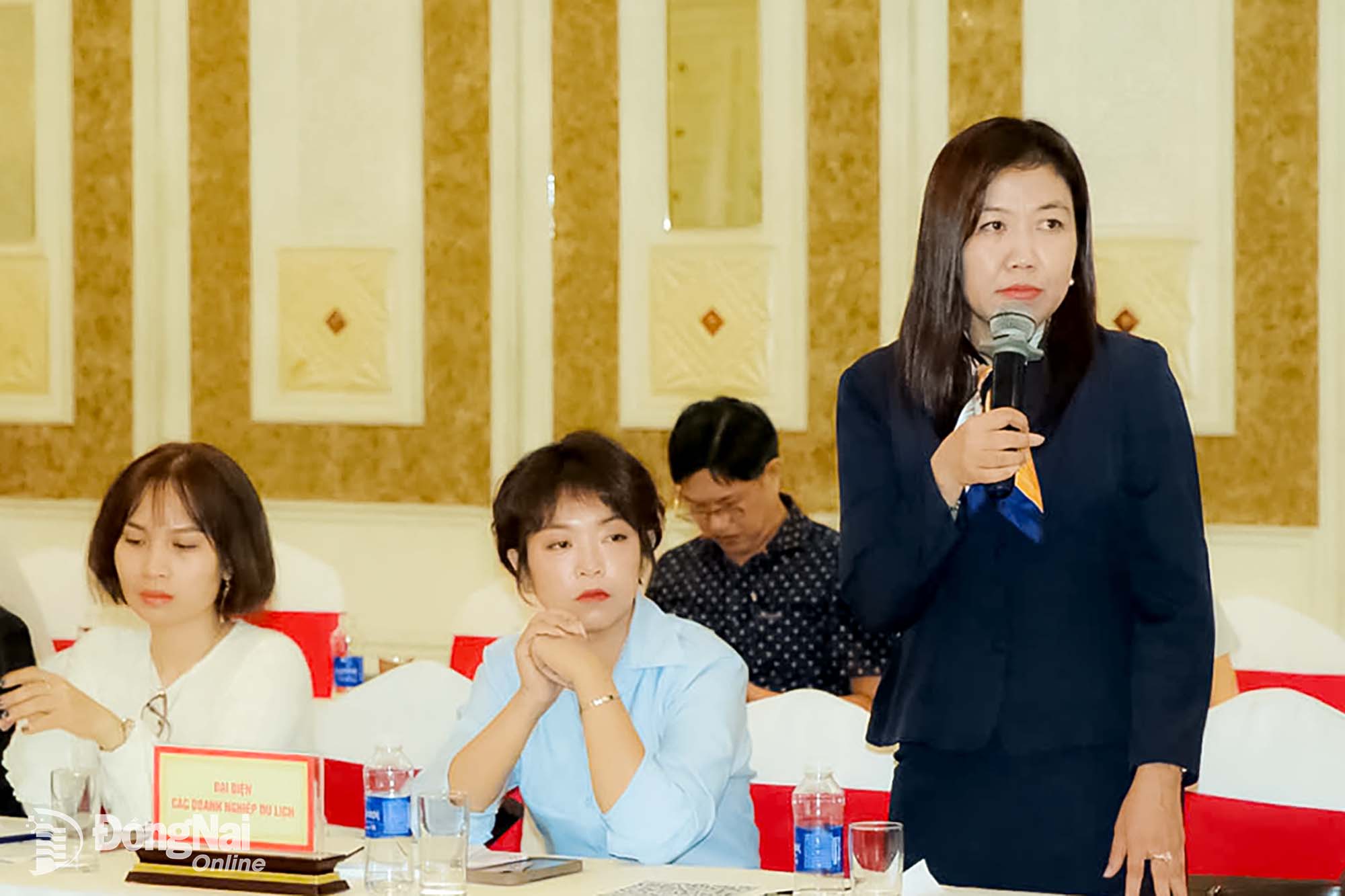 A representative of Son Tien Tourist Area in Long Hung Ward outlines the site’s development plans. Photo: Vuong The