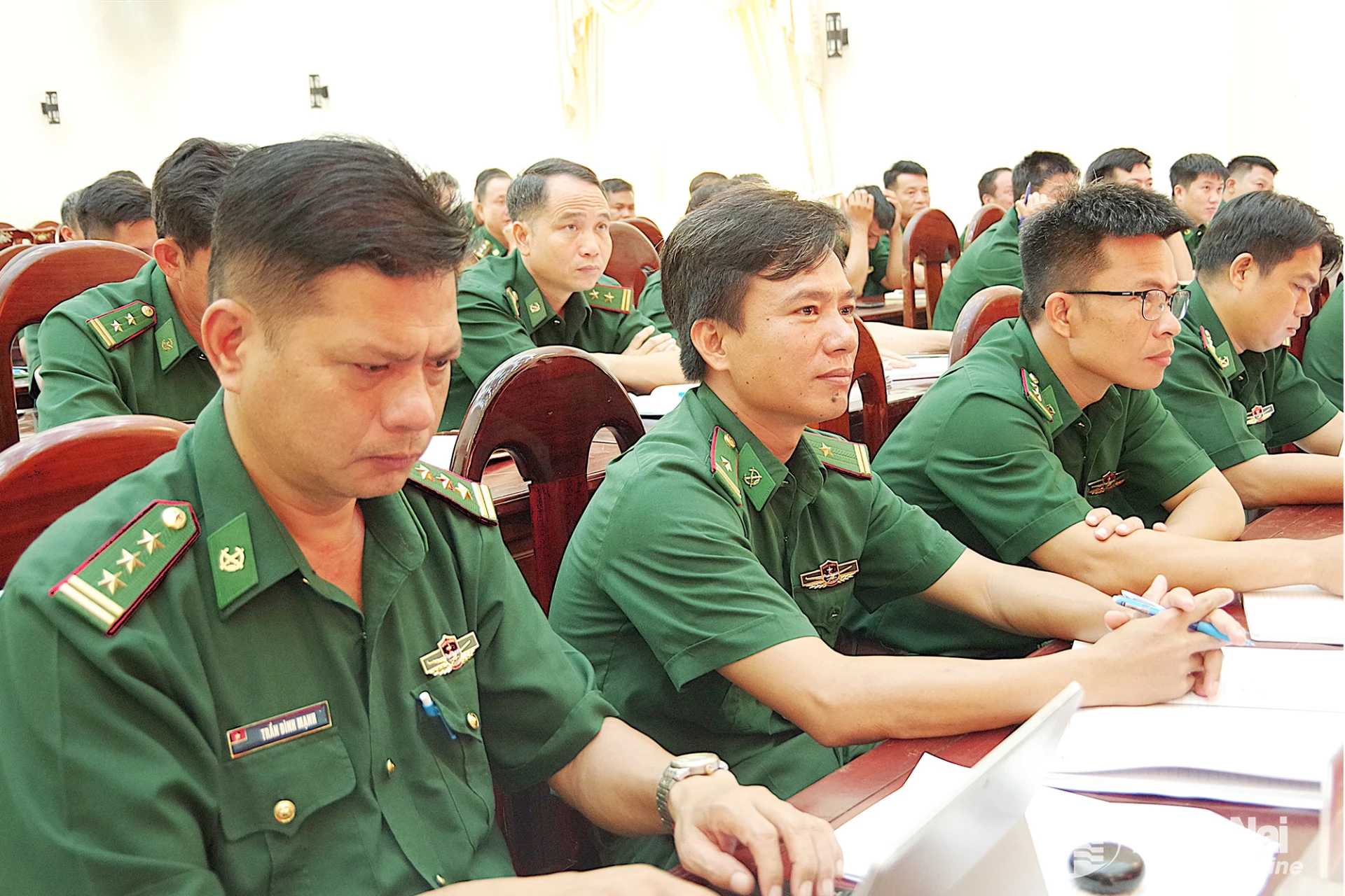 Đại biểu Bộ đội biên phòng thành phố dự gặp mặt trước khi tham gia hội thi. Ảnh: ĐVCC