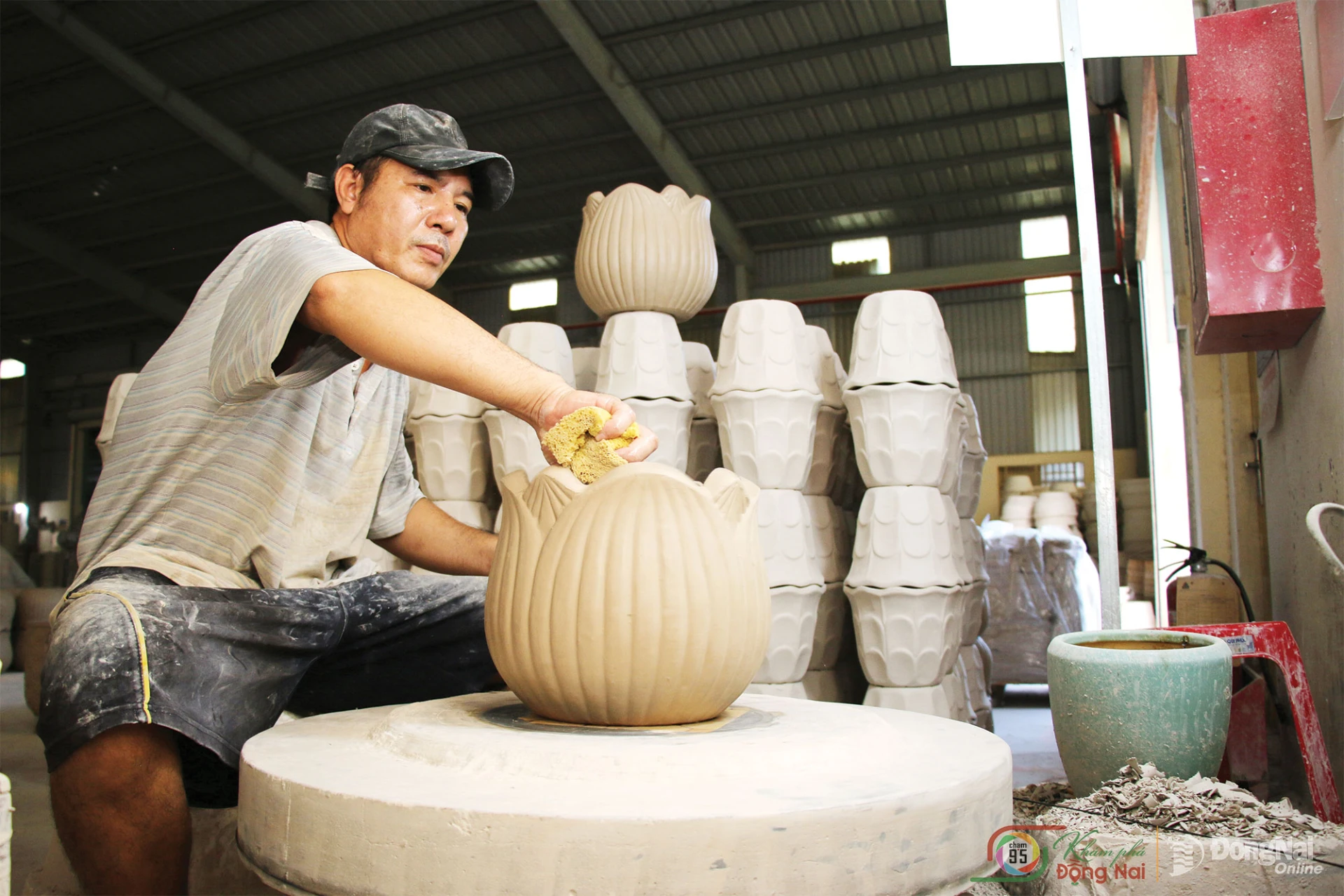 Artisans carefully check each piece to ensure it meets quality standards.

