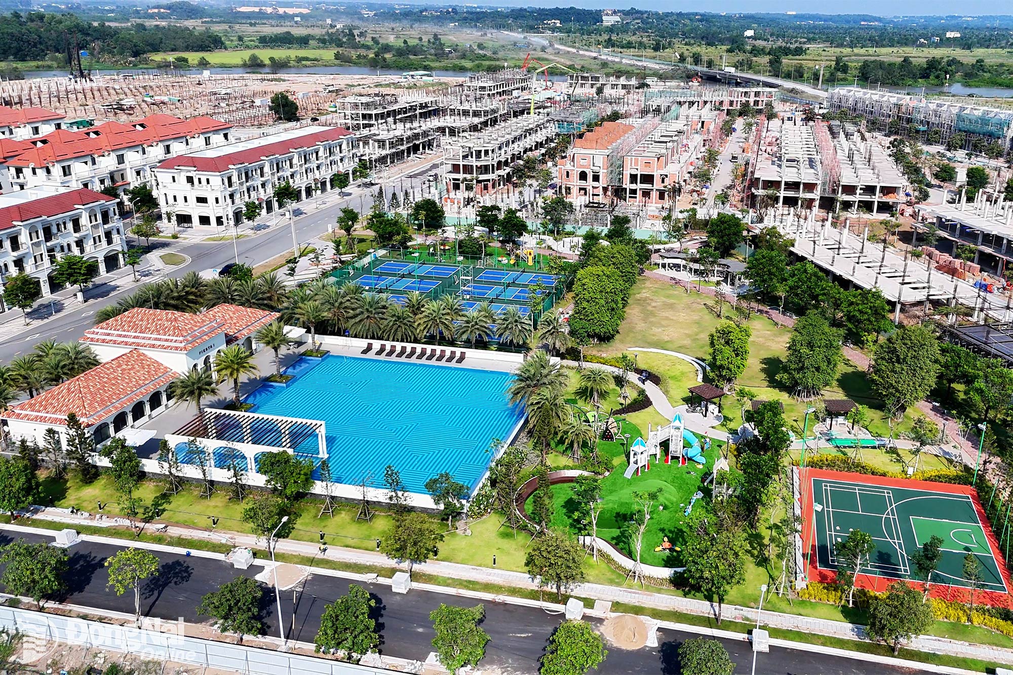 Một góc khu đô thị ở phường Long Hưng đang hoàn thiện.