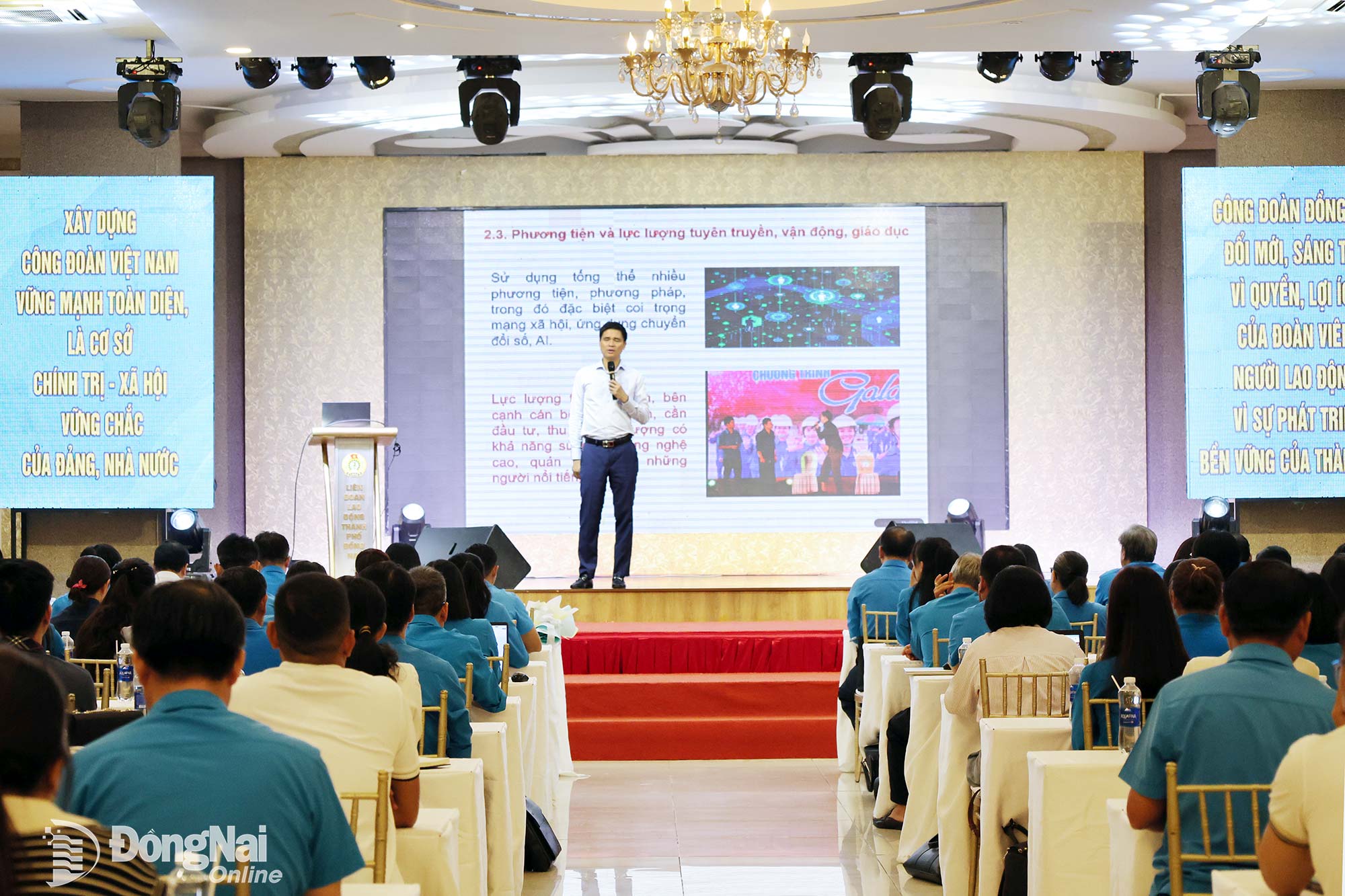 Ngo Duy Hieu, Standing Vice President of the Vietnam General Confederation of Labor, addresses TU officials in Dong Nai on innovating TU communications.

