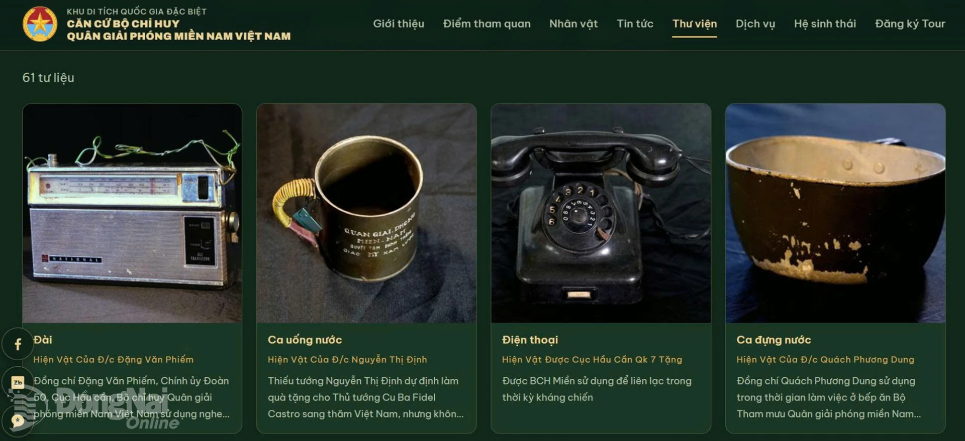 Images and artifacts from the special national relic of the Command Headquarters for the Liberation Army of South Vietnam in Loc Thanh Commune are digitized and made available on the website ditichtathiet.vn.

