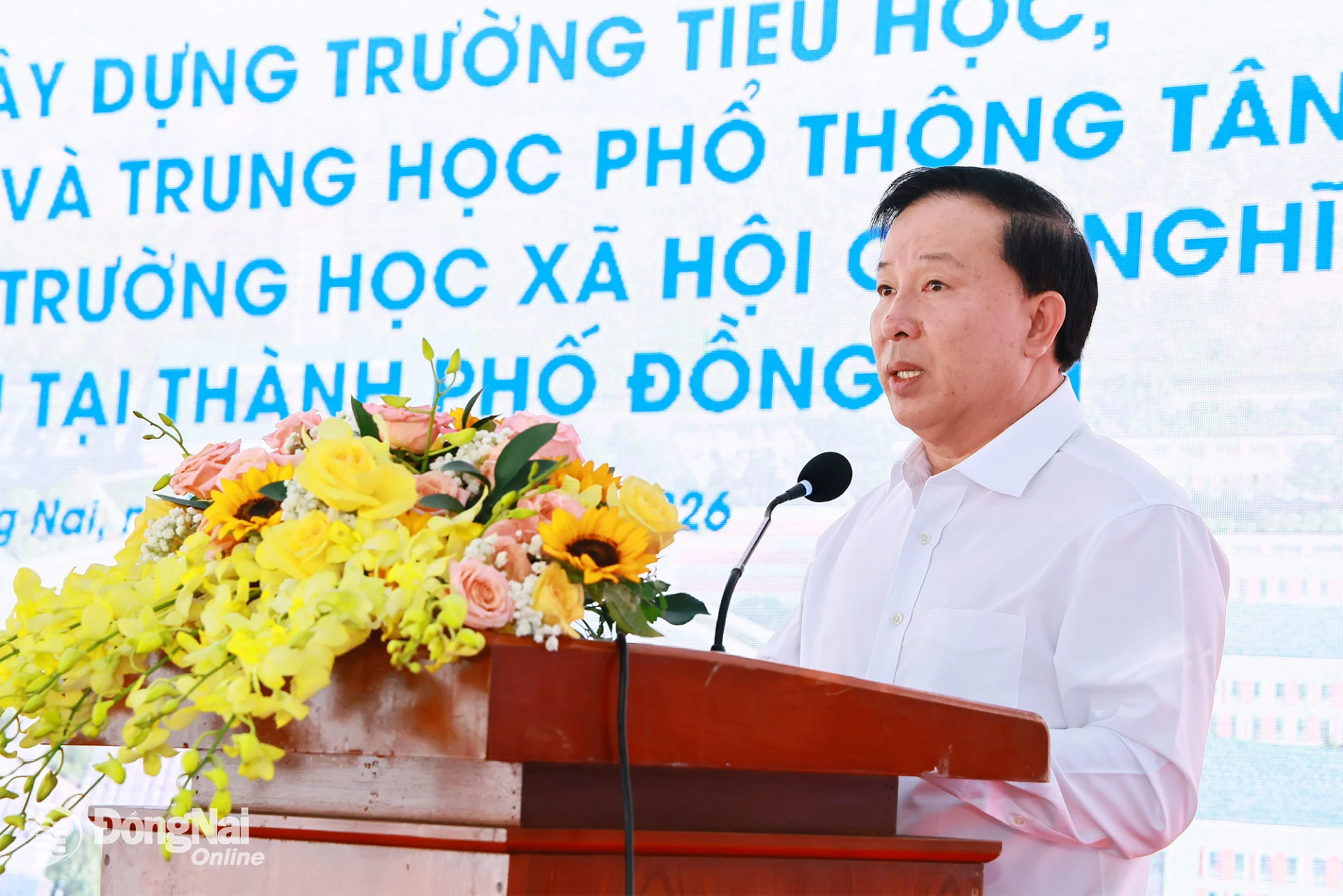 Nguyen Van Ut, Deputy Secretary of the CPC and Chairman of the City Peoples Committee, delivers remarks at the ceremony. Photo: Cong Nghia

