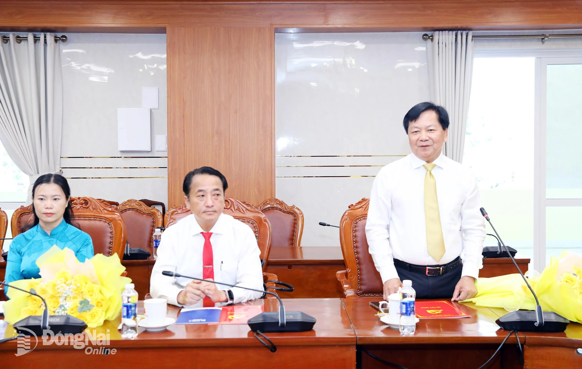 Đồng chí Trần Văn Mi phát biểu nhận nhiệm vụ. Ảnh: Huy Anh