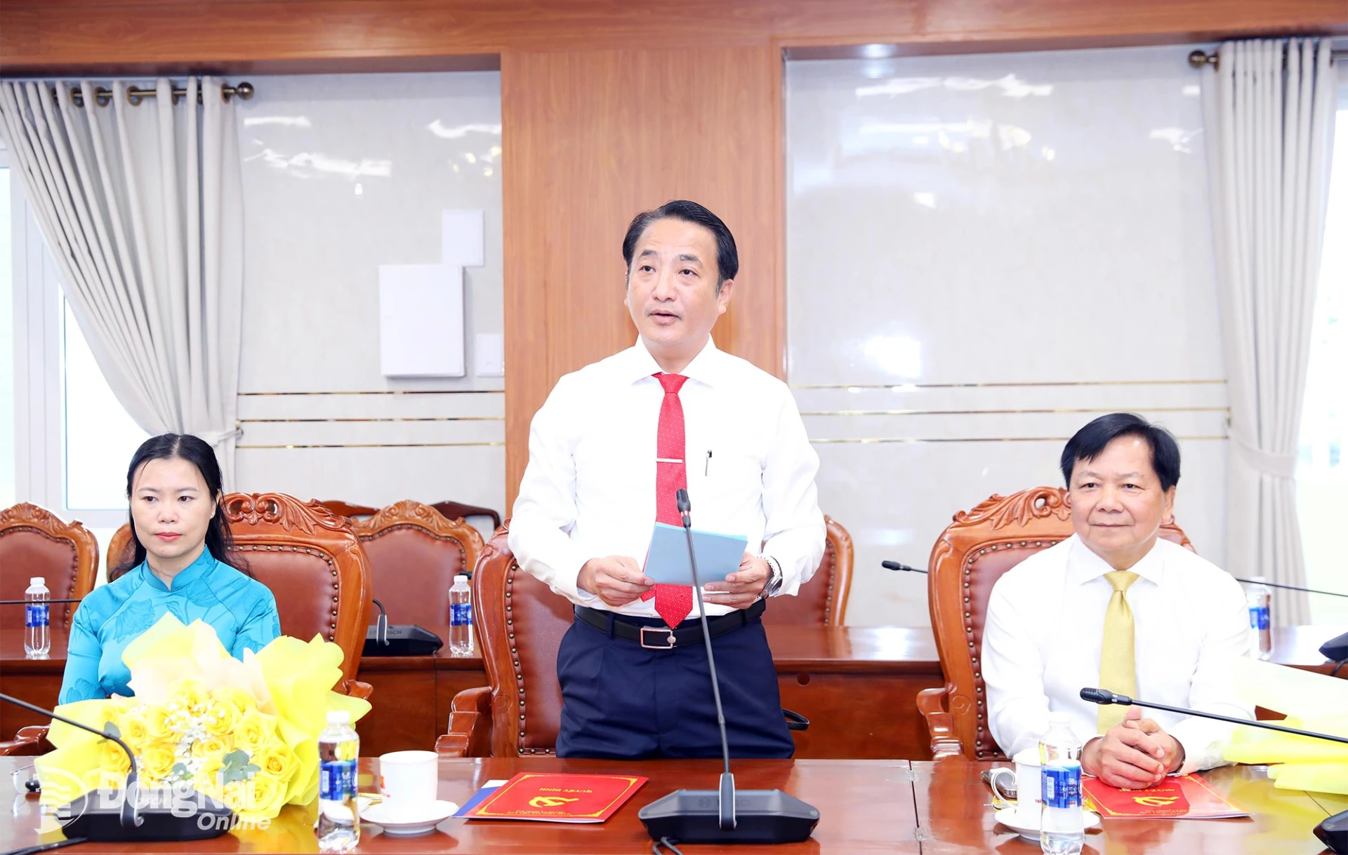 Đồng chí Đỗ Minh Trung phát biểu nhận nhiệm vụ. Ảnh: Huy Anh