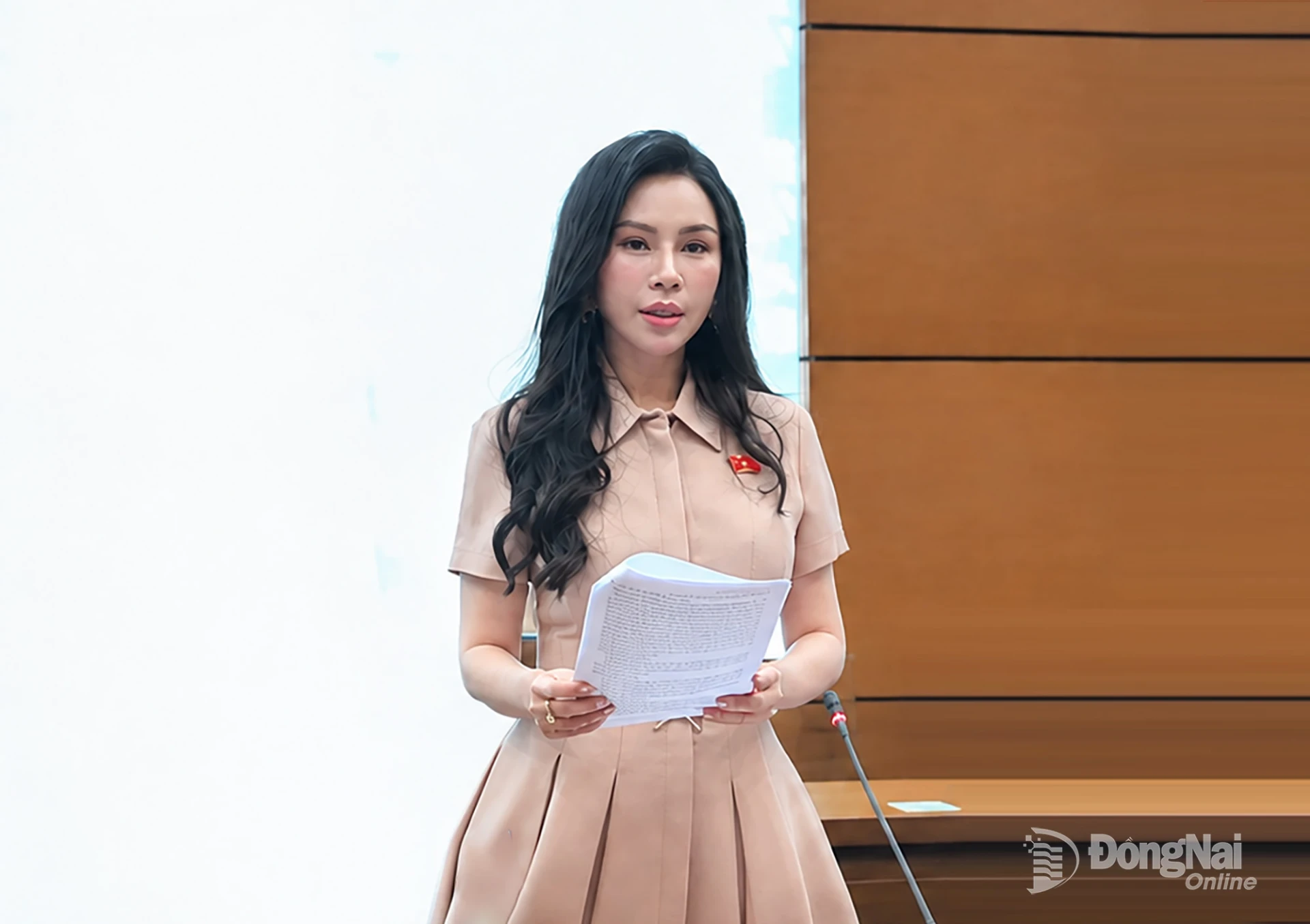 Đại biểu Lê Nữ Thùy Dương (Đoàn Đại biểu Quốc hội thành phố Đồng Nai) phát biểu thảo luận tại tổ. Ảnh: CTV
