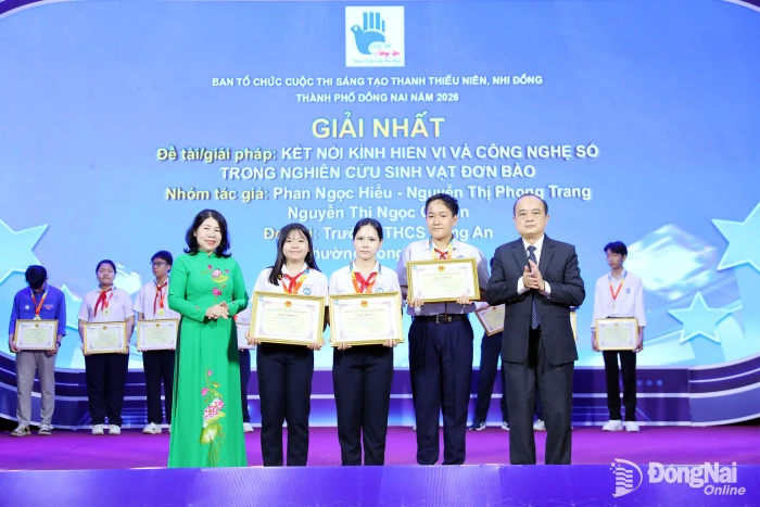Trao 99 giải Cuộc thi Sáng tạo thanh thiếu niên, nhi đồng thành phố Đồng Nai năm 2026