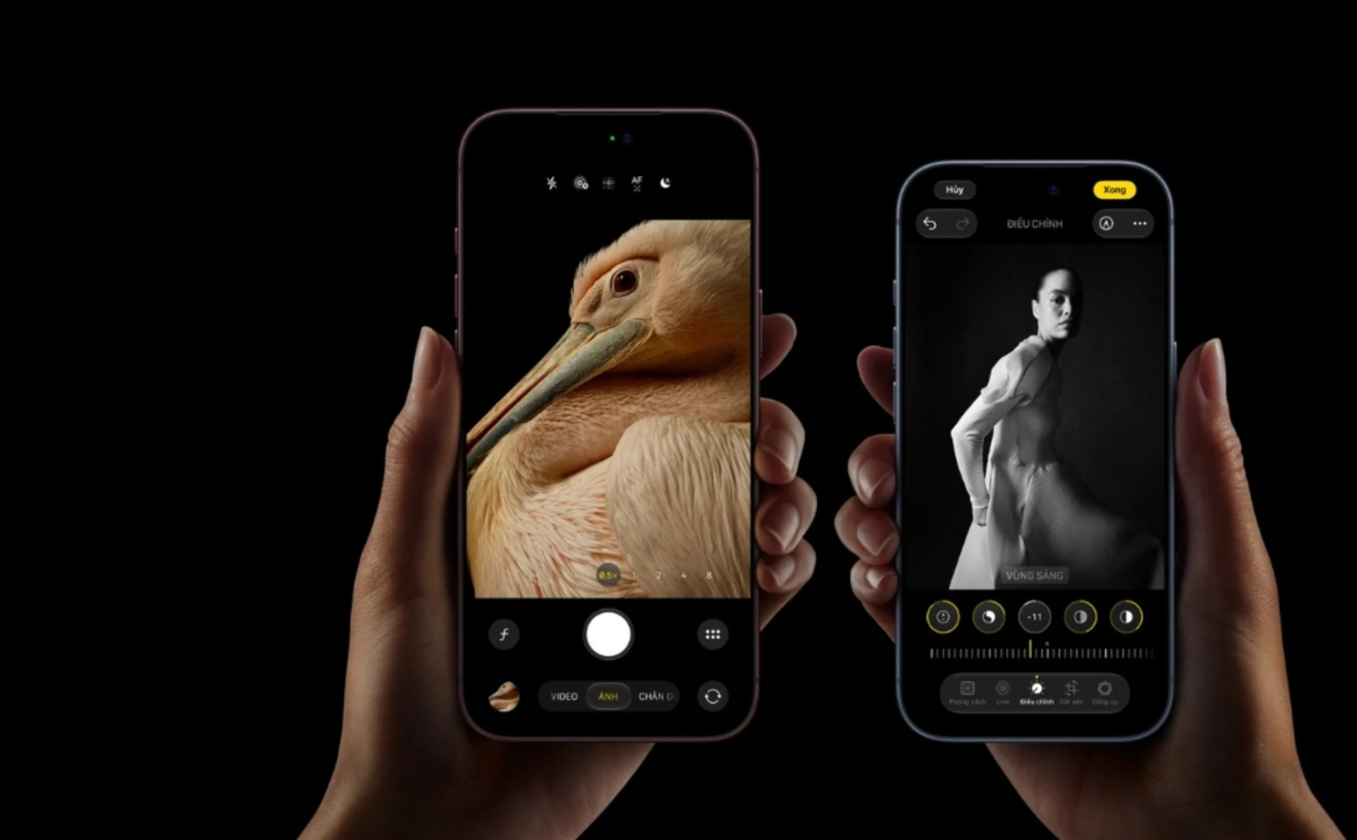 Giao diện chụp cận cảnh và chỉnh ảnh trên iPhone. Ảnh: Apple