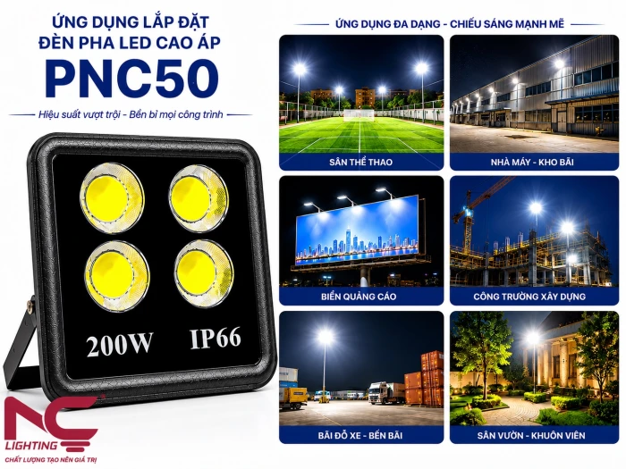 Đèn pha LED NC Lighting - Giải pháp chiếu sáng ngoài trời hiệu quả, bền bỉ