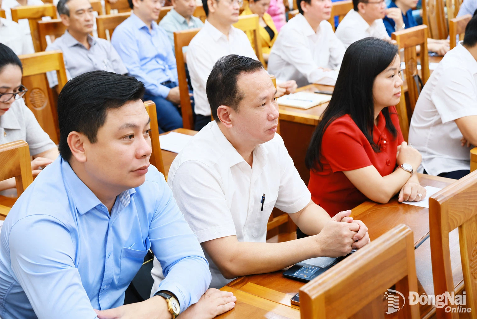 Các đại biểu dự tại điểm cầu Thành ủy Đồng Nai. Ảnh: Công Nghĩa