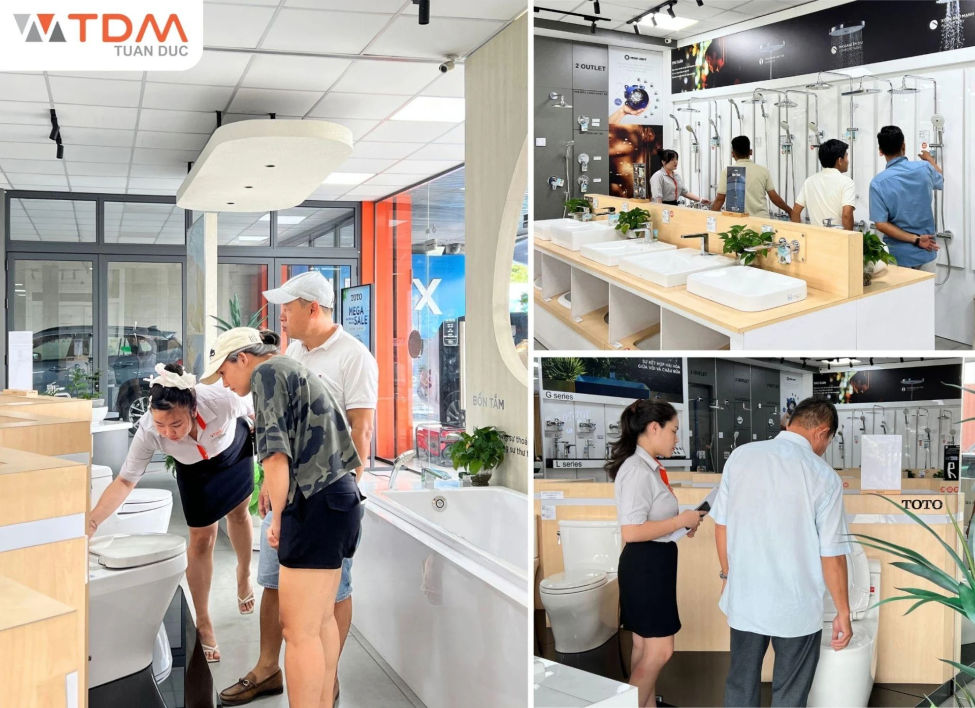 Khách hàng trải nghiệm chất men sứ thực tế trước khi đưa ra quyết định mua sắm.
