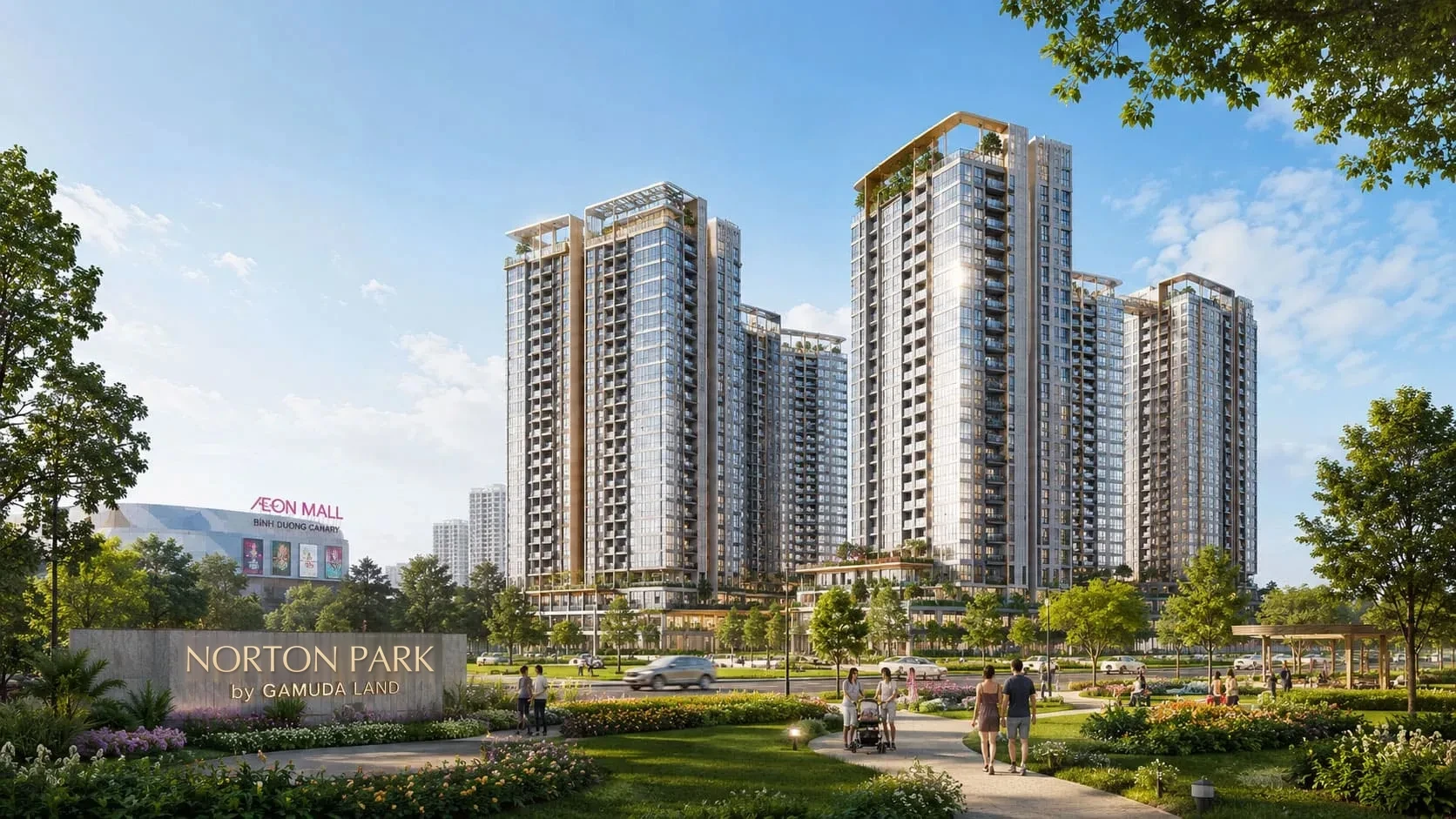 Phối cảnh Norton Park cạnh Aeon Mall Bình Dương Canary (hình minh họa).