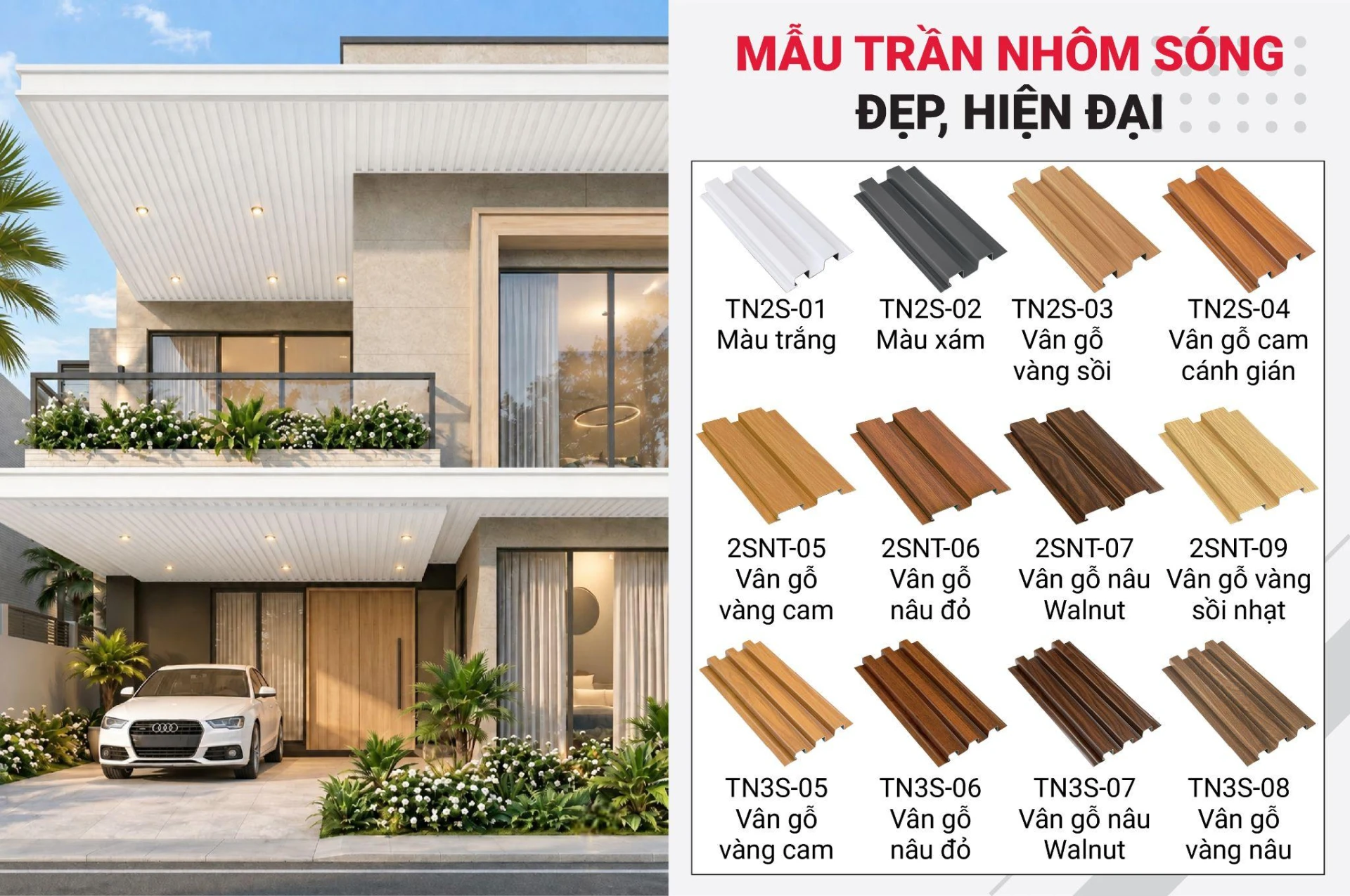 Các mẫu trần nhôm sóng đẹp, ấn tượng.