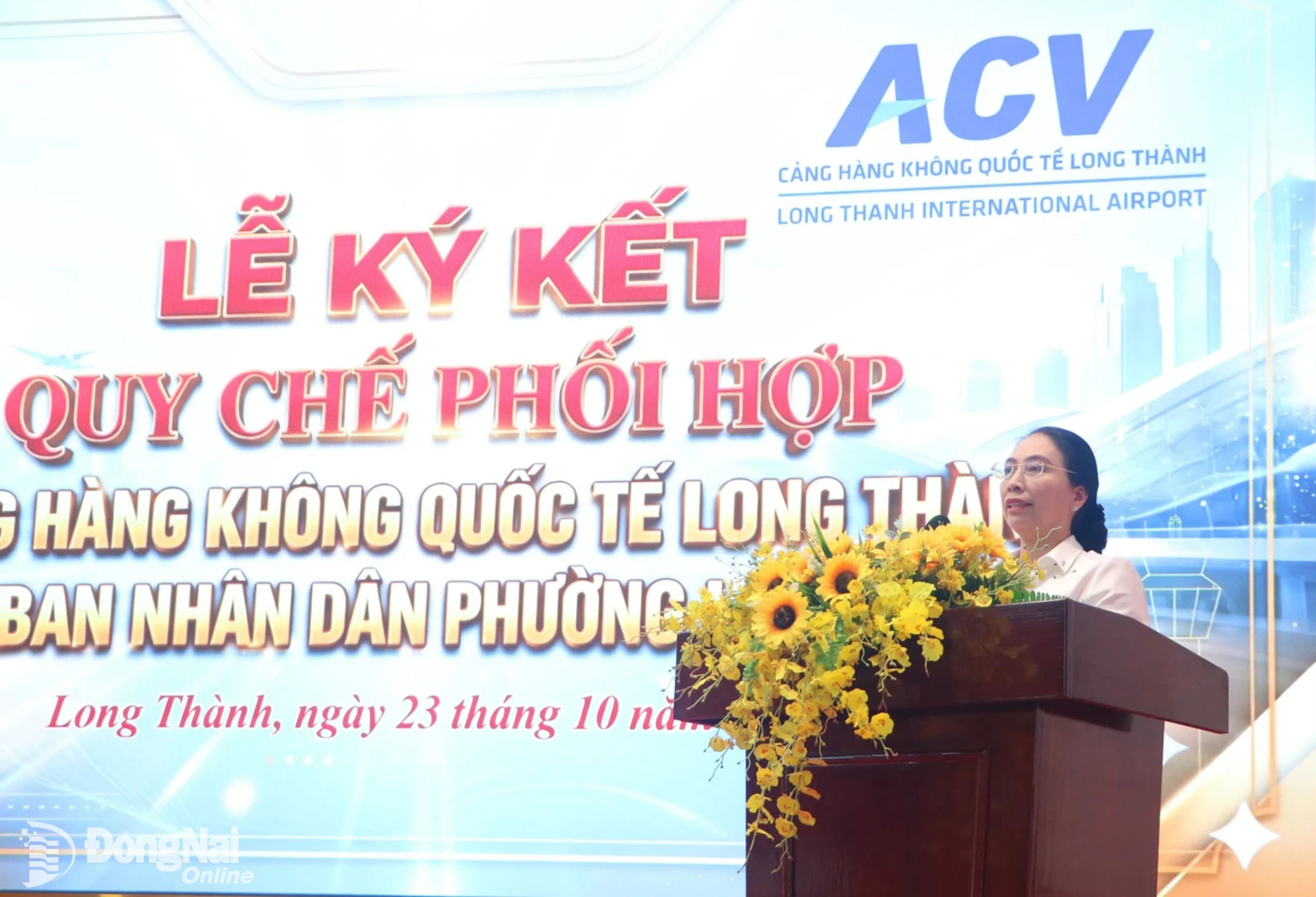 Nguyen Thi Hong Phuong, Member of ACV’s Board of Directors, speaks at the signing ceremony. Photo: Pham Tung

