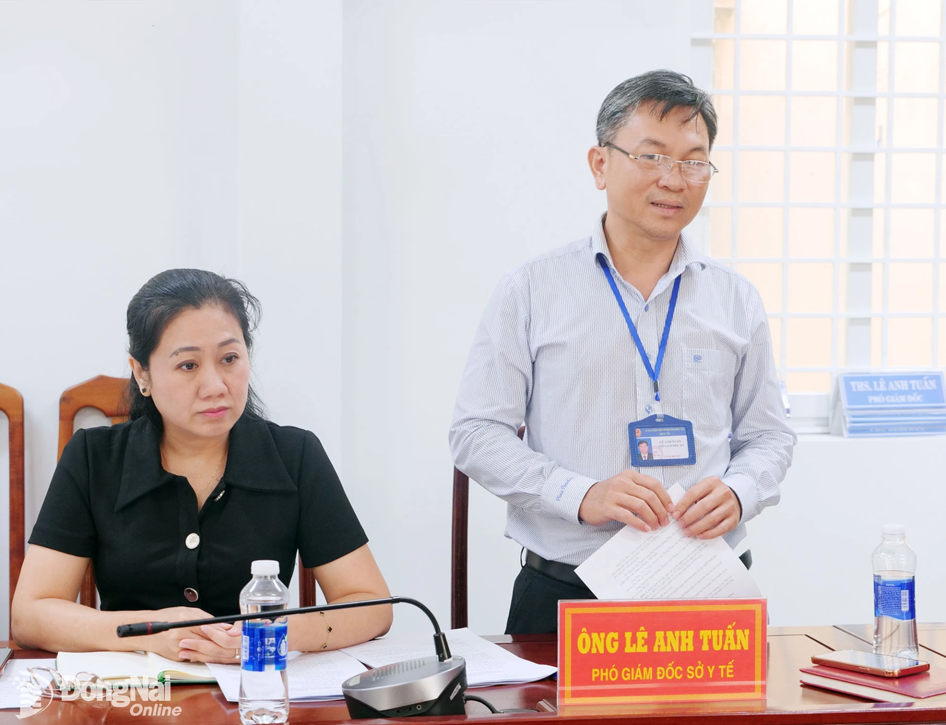 Phó Giám đốc Sở Y tế Đồng Nai Lê Anh Tuấn báo cáo tại buổi làm việc. Ảnh: Hạnh Dung