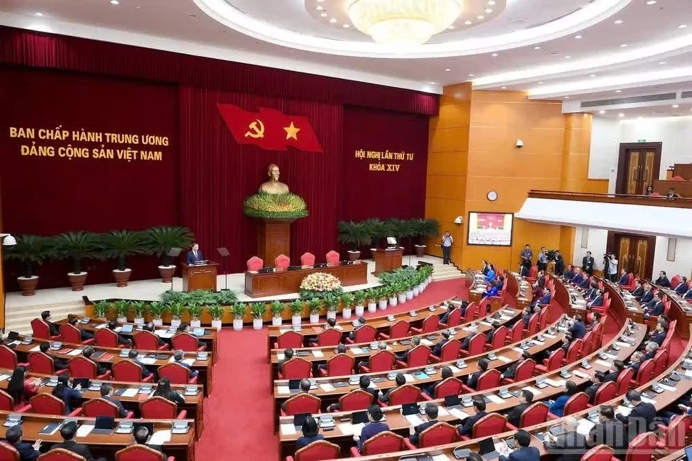 Quang cảnh phiên bế mạc Hội nghị lần thứ tư Ban Chấp hành Trung ương Đảng Cộng sản Việt Nam khóa XIV. (Ảnh: ĐĂNG KHOA)
