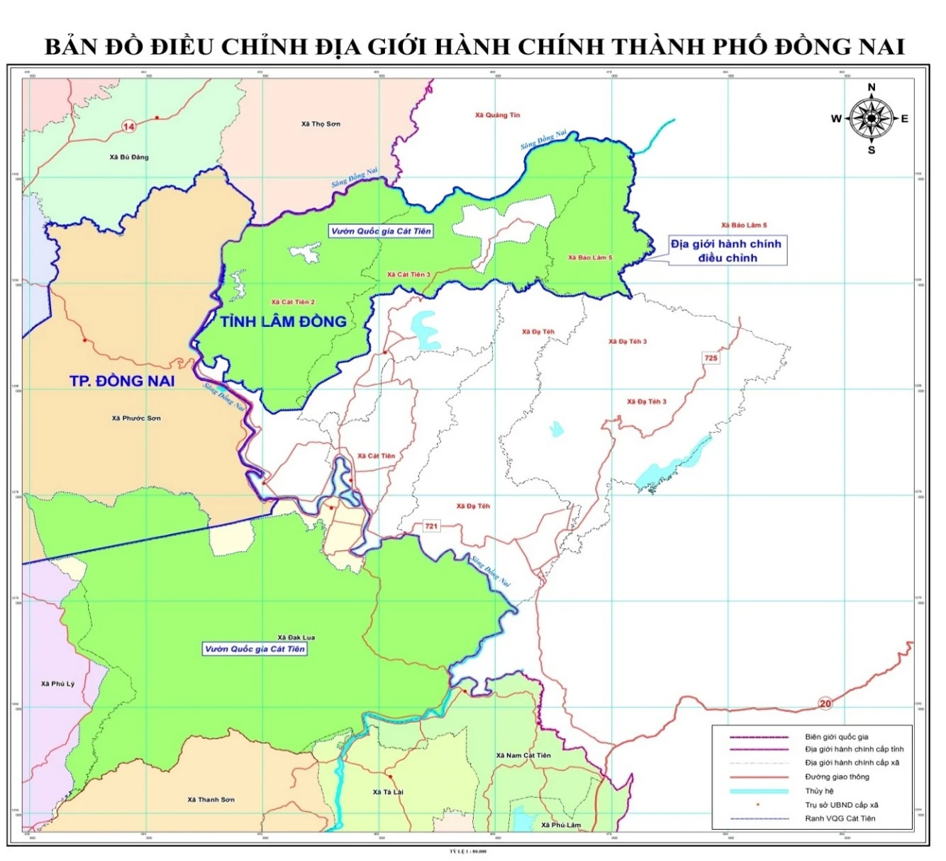 Bản đồ điều chỉnh địa giới hành chính thành phố Đồng Nai.