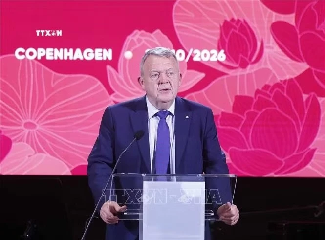 Bộ trưởng Ngoại giao Đan Mạch Lars Løkke Rasmussen phát biểu. Ảnh: Thống Nhất /TTXVN

