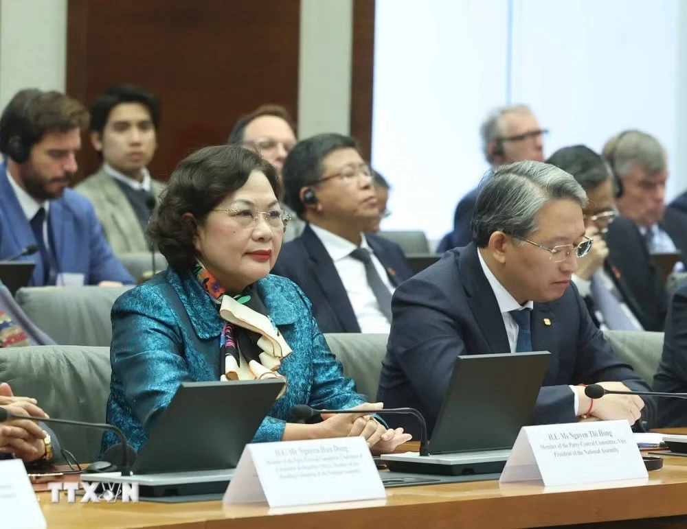Đại biểu đoàn cấp cao Việt Nam tham dự sự kiện - Ảnh: TTXVN

