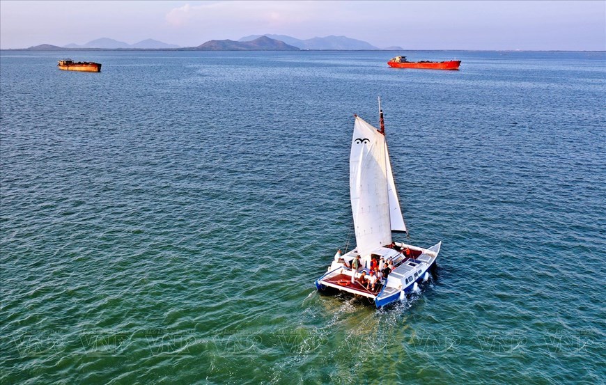 Boats take tourists out to the seas off the coast of Vung Tau