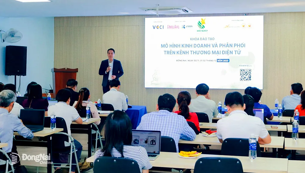 Ông Trương Thanh Hùng, Phó chủ tịch Hội đồng cố vấn Khởi nghiệp đổi mới sáng tạo quốc gia chia sẻ tại lớp tập huấn
